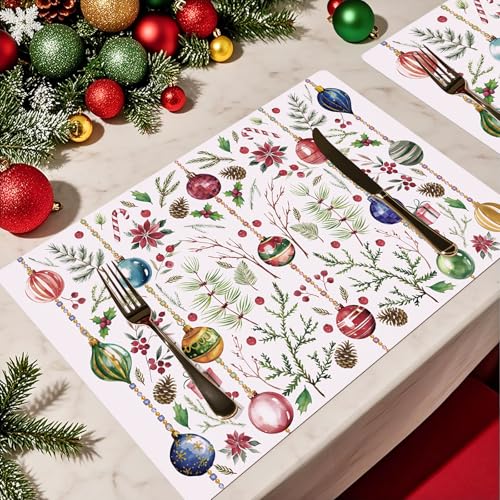 Christmas Placemats Set of 50 - Holiday Table Decor for Xmas Dinner