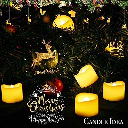 CANDLE IDEA 12 PCS LED Flameless Flickering Tea Lights Votive Candle Battery Operated/Electric Flicker LED Tealight Bulk Fake Candles for Halloween Christmas Wedding Party Decorations (Warm White)
