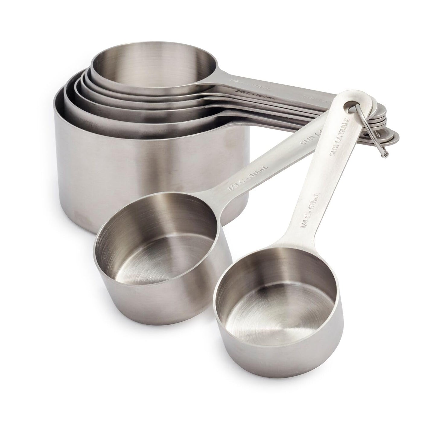 Sur La Table Stainless Steel Measuring Cups, Set of 8, Silver