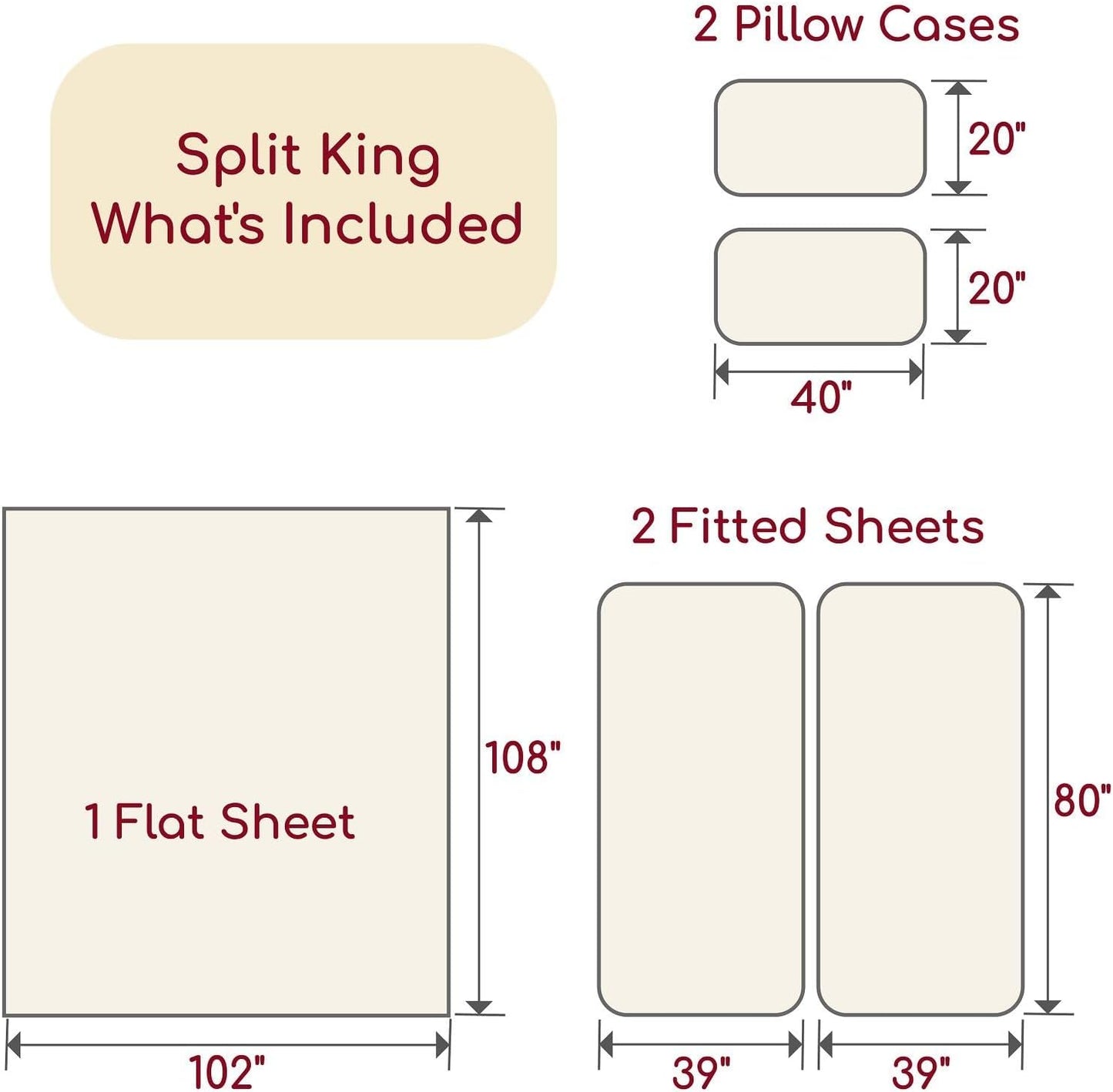 Mellanni Split King Sheets Set - 5 PC Luxury Bedding Collection - Extra Soft, Cooling, Wrinkle-Resistant (Terracotta)