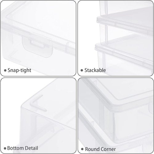 BTSKY Clear Plastic Storage Box - Versatile Craft Organizer with Flap Lid | Medium Size, 2 Pack