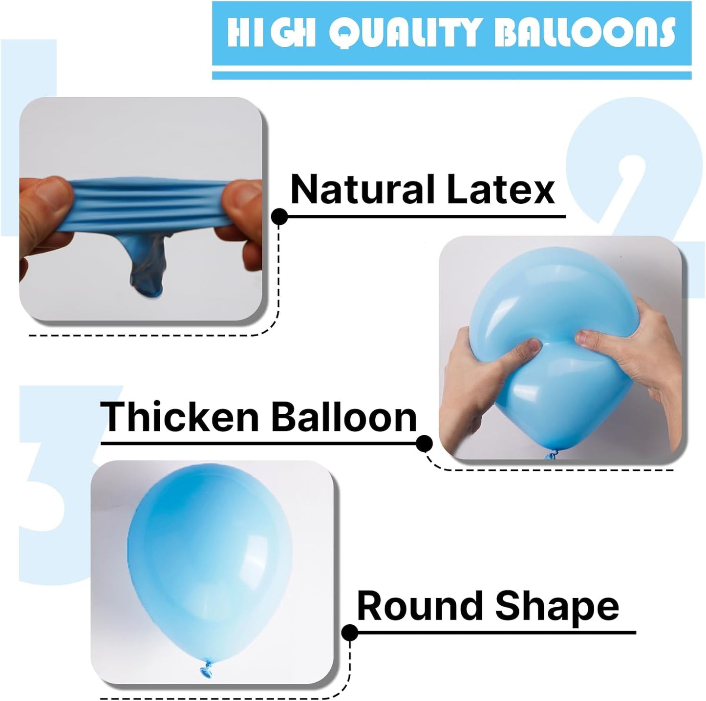 PartyWoo Light Blue Balloons - 50pcs 12 Inch Pastel Latex Helium Balloons for Baby Showers & Parties