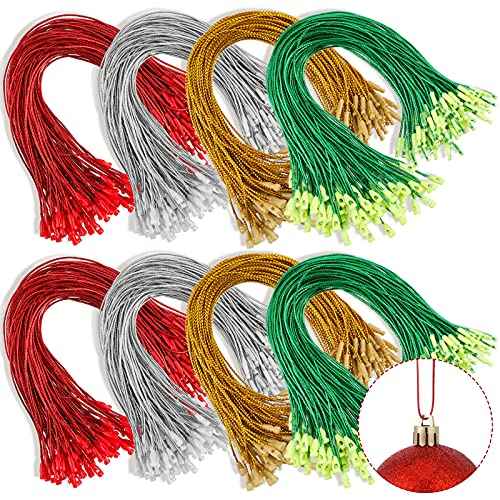 Shappy 400 Piece Christmas Ornaments Hanger Rope Set - Gold Hanging Ropes with Fasteners for Christmas Party Decorations