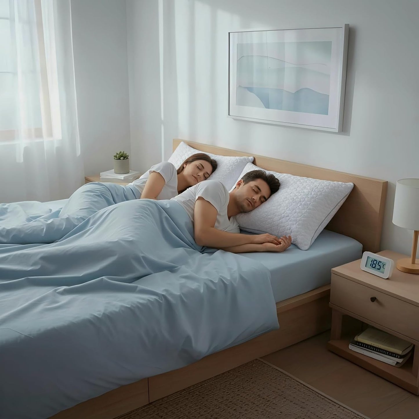 Skiennix Cooling Pillows - Adjustable Shredded Memory Foam Set of 2 | Queen Size 20" x 30", White
