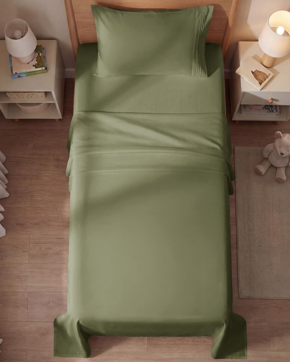 Regine Switzerland Twin Size 3-Piece Sheet Set - Comfy Cooling Bed Sheets - Luxury Hotel Quality - Deep Pockets, Soft & Wrinkle-Free - Oeko-Tex Certified - Sage Green