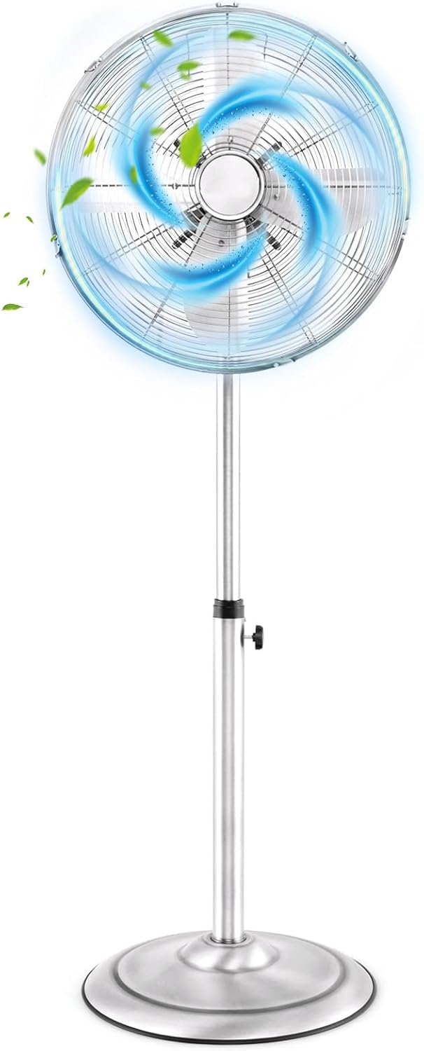 Tangkula 16-Inch Metal Pedestal Fan - Adjustable Height, 3 Speeds & 75° Oscillation for Home & Office