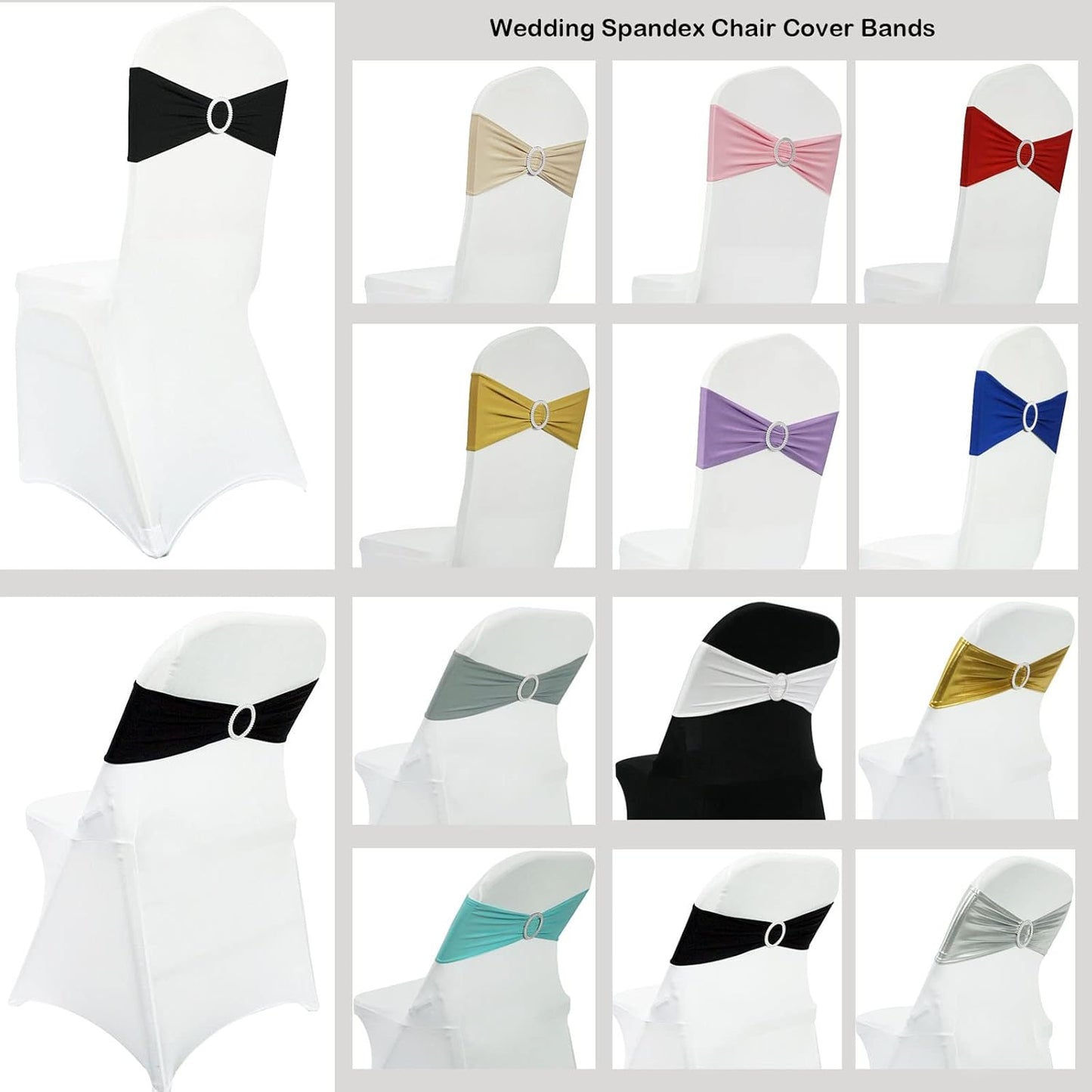 Spandex Chair Sashes by [Brand Name] - 50PCS Stretch Chair Ties with Buckle Slider for Weddings & Parties | Pink