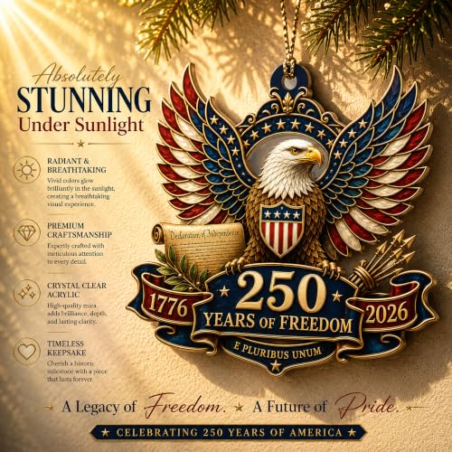 DuduCraft 250 Eagle USA Flag Patriotic Christmas Ornament - 250th Anniversary