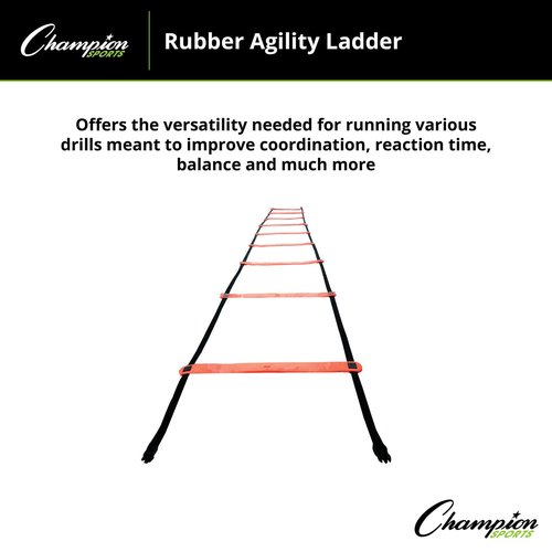 Champion Sports Rubber Agility Ladder, 13', Bright Red