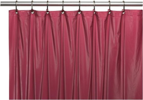 Elegant Home Heavy Duty Vinyl Shower Curtain Liner - 12 Metal Grommets, Burgundy Color