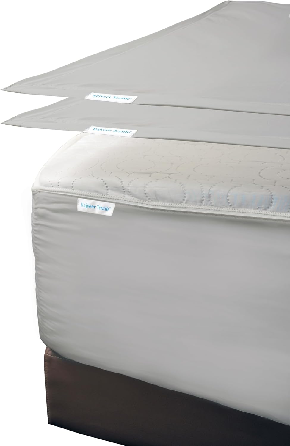 Zip On Fitted Sheet - Soft 600 TC Cotton | Easy Change Queen Size with 18” Deep Pocket - Light Grey