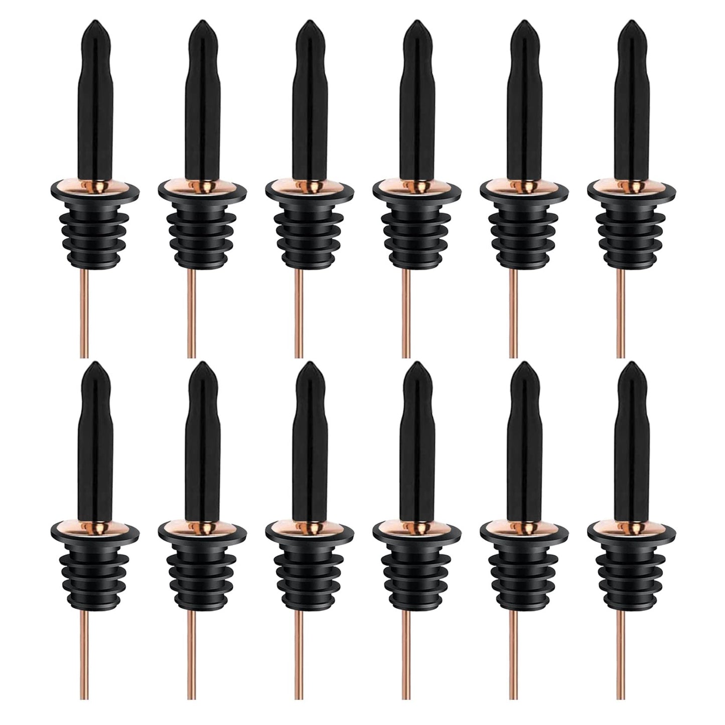 Pafusen 12 Pack Liquor Bottle Pourers, Liquor Pour Spout for Liquor Bottles, Stainless Steel Olive oil Dispenser Spout, Alcohol Pourer Dust Caps Long Covers, Rose Gold