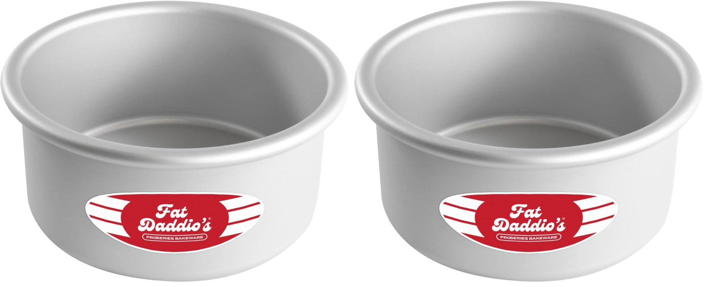 Fat Daddio's Anodized Aluminum Round Cake Pans, 2 Piece Set, 6 x 3 Inch