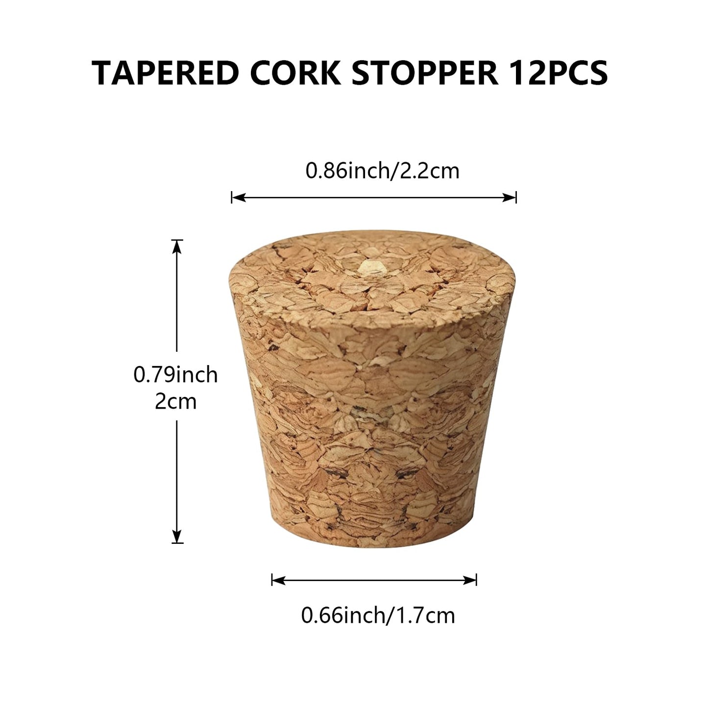 12Pcs Tapered Cork Plugs, 0.86 x 0.66 x 0.79 Inch Wooden Wine Bottle Cork, Stoppers Replacement Corks for Wine Bottles, DIY Crafts 2.2 x1.7 x2cm (12)