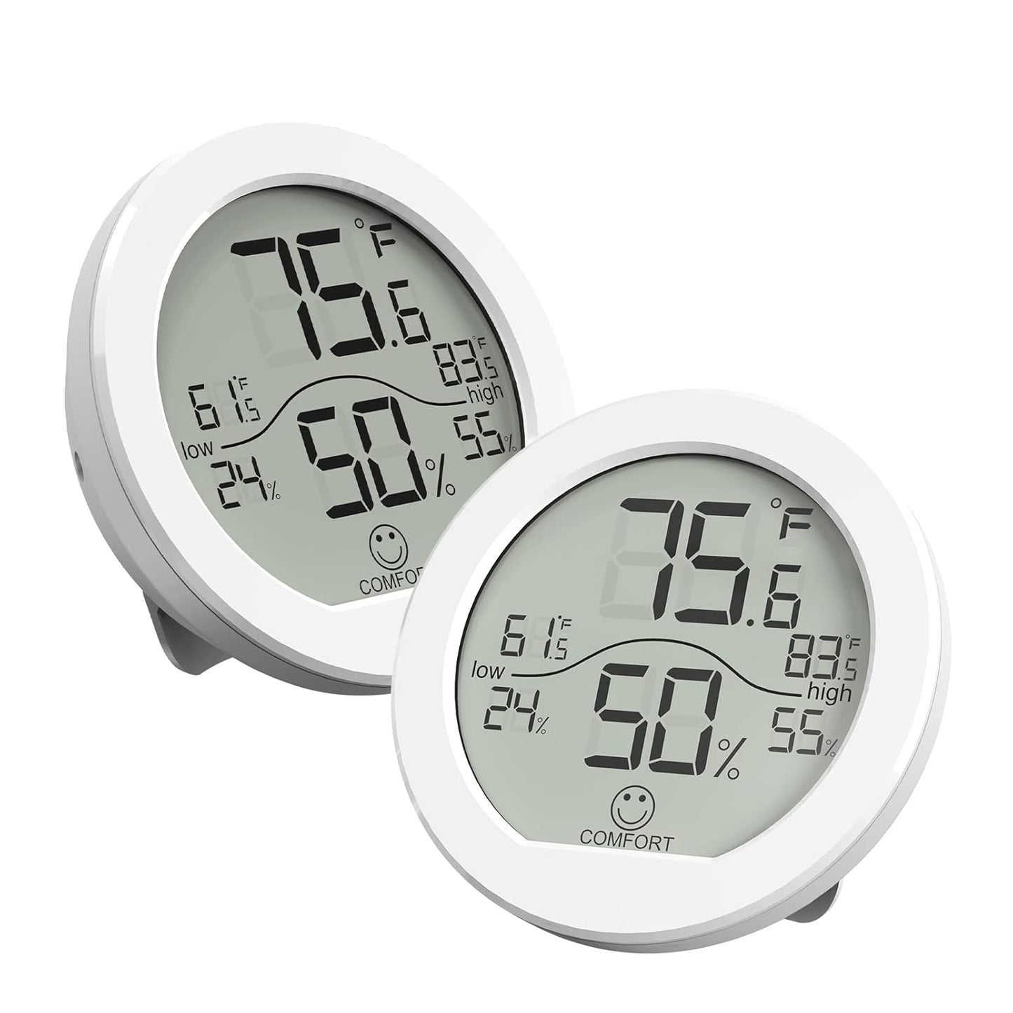 SECRUI Hygrometer Thermometer - Accurate Indoor Humidity & Temperature Meter | LCD Display, 2 Pack, White