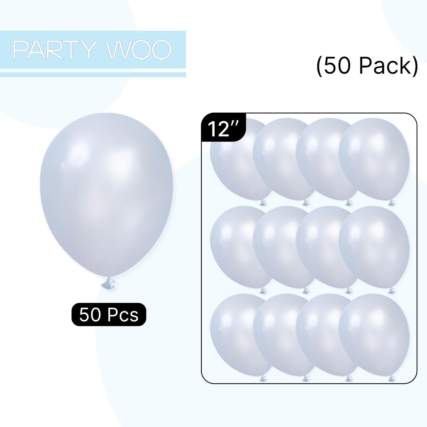 PartyWoo Pearl Light Blue Balloons 50 pcs 12 Inch Baby Pastel Blue Balloons for Graduation Baby Shower Gender Reveal Weddings Anniversary Under The Sea Theme Birthday Party Decorations Blue-Z02