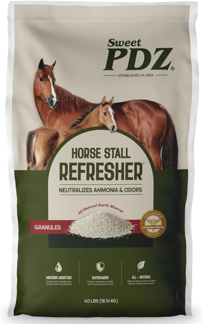 Sweet PDZ Horse Stall Refresher Granules - Effective Odor Eliminator | 40 lbs Size