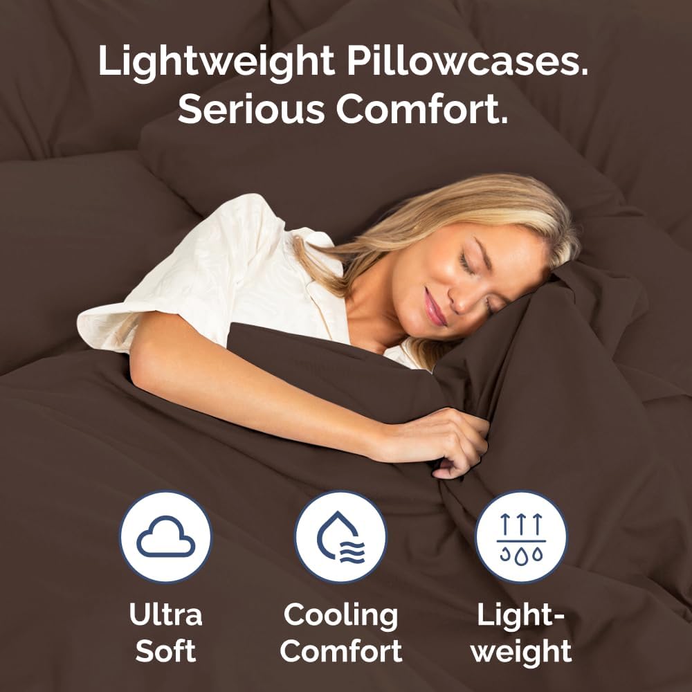 Skiennix Body Pillowcases Set of 4 | Soft, Breathable 20x54 Long Pillow Covers for Side Sleepers - Machine Washable, Fade-Free (Brown)