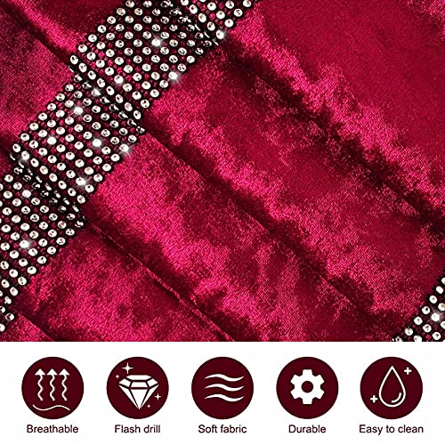 Jiino Burgundy Sequin Velvet Table Runner 13x72 Inches for Holiday & Dinner Decor
