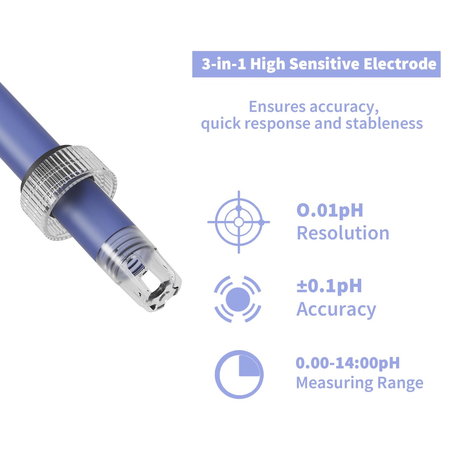 ONiLAB Benchtop Lab pH Meter, 0.01 pH Accuracy, 1-3 Points Auto Calibration, 3-in-1 pH/Temp. Electrode