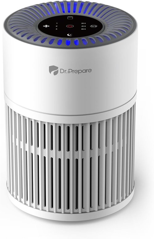 Dr.Prepare Air Purifier - H13 HEPA Filter, 15 dB Sleep Mode, 360° Air Inlet | Covers Up to 1075 ft²