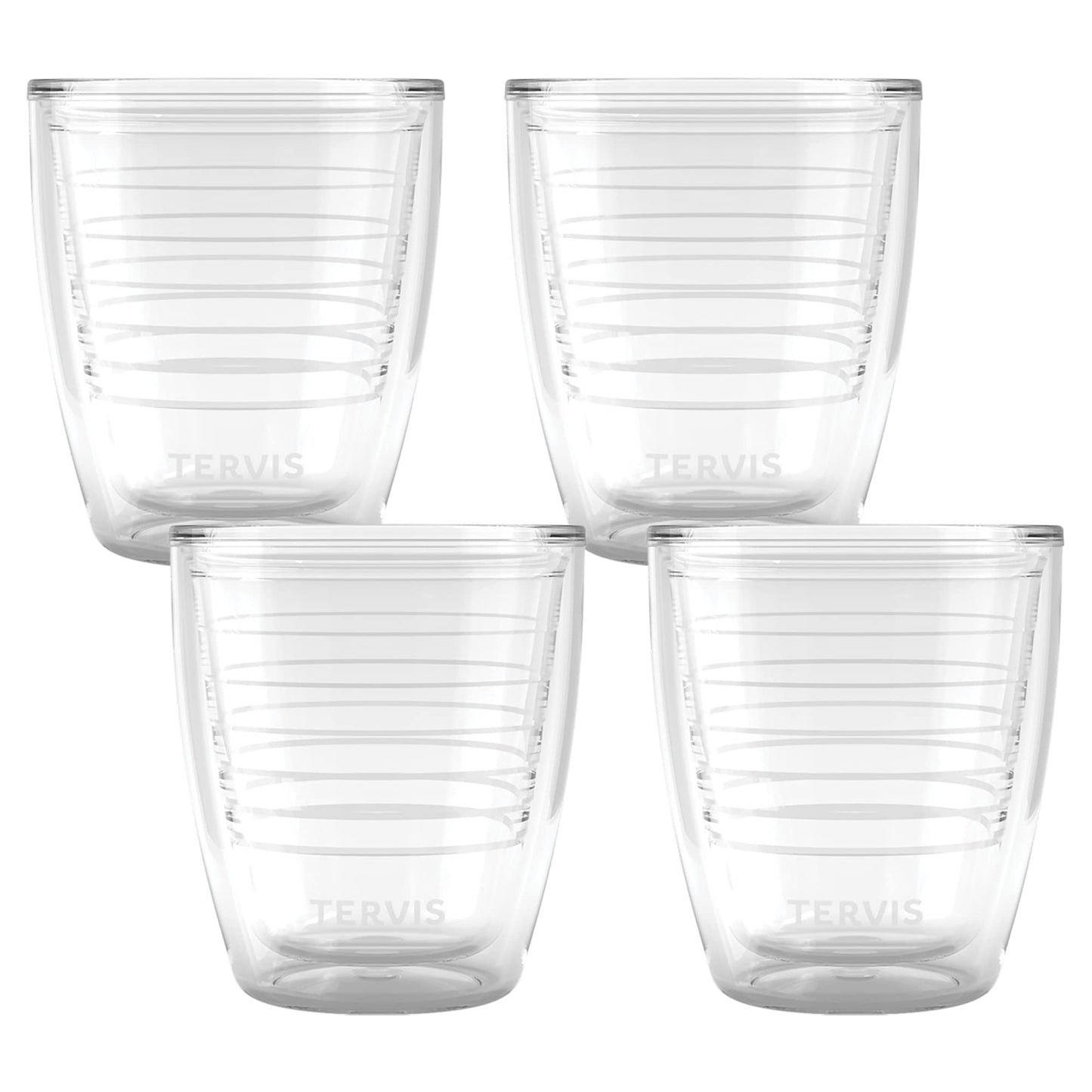 Tervis Clear & Colorful Tabletop 12oz Made in USA Double Walled Insulated Tumbler Travel Cup Keeps Drinks Cold & Hot, 12oz - 4pk, Clear