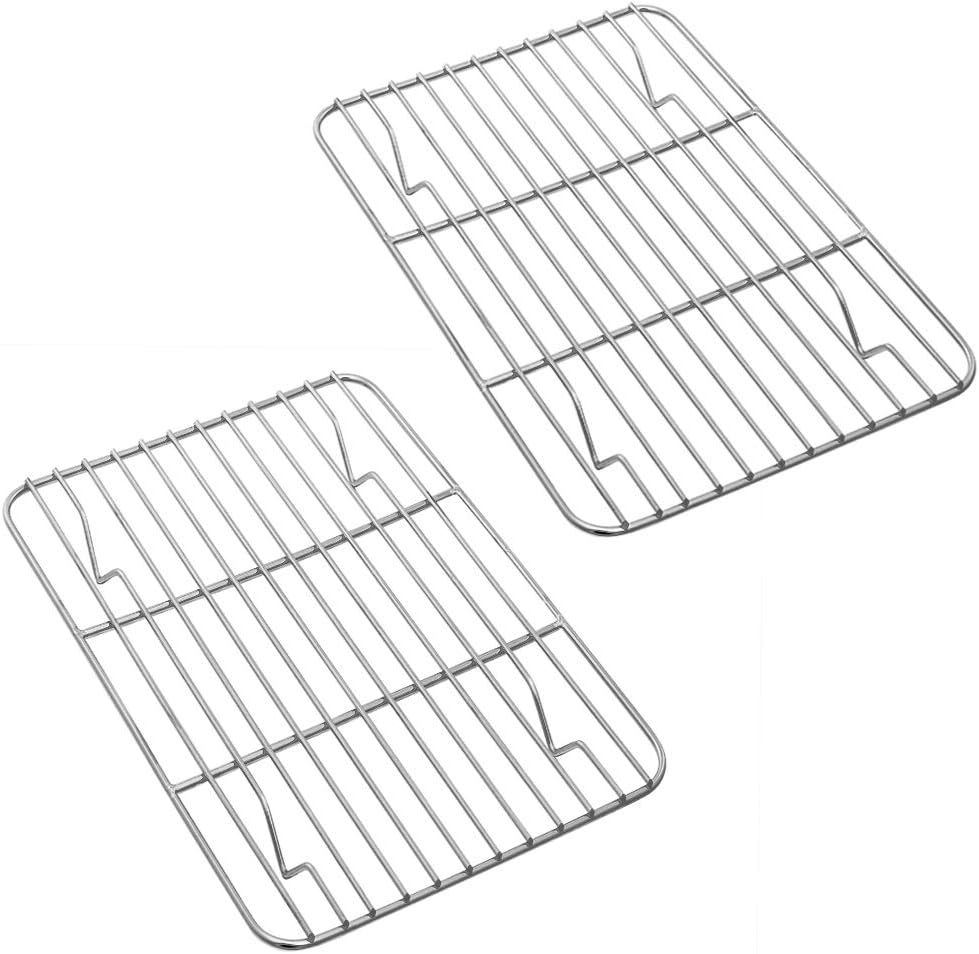 P&P CHEF Stainless Steel Cooling Baking Rack - Pack of 2, Easy to Clean, 8.6" x 6.2", Silver