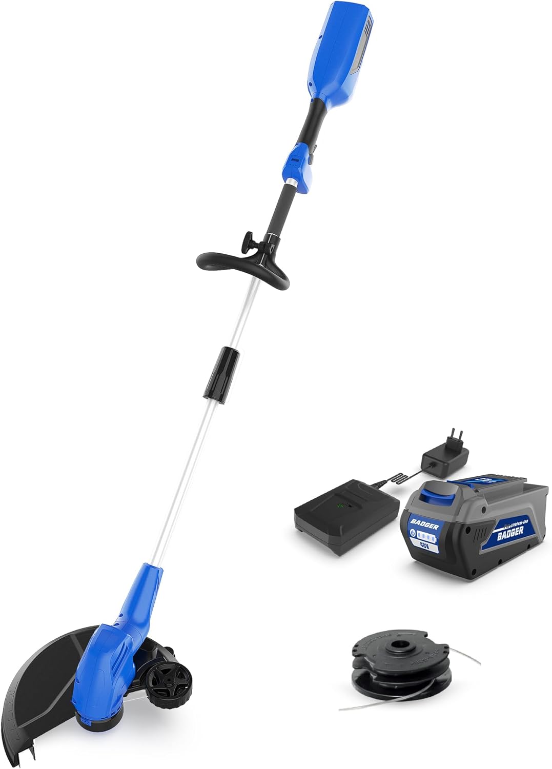Wild Badger Power 40V Cordless Weed Wacker - 13'' 2-in-1 String Trimmer/Edger with Auto Feed & Battery