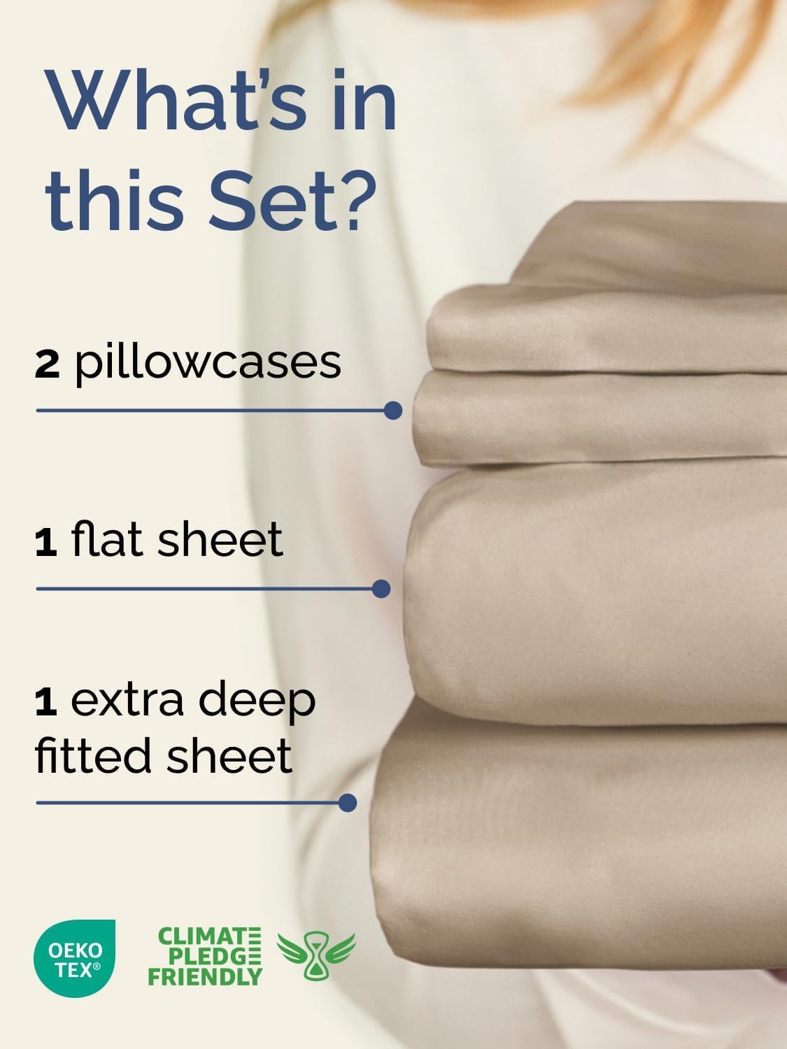 Skiennix Extra Deep Twin Sheet Set - 4-Piece Breathable Cooling Bedding - Soft, Wrinkle-Free Comfort - Cream