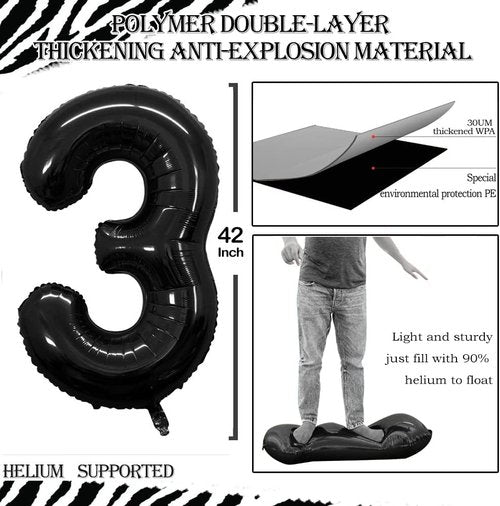 GOER Jumbo 30 Inch Black Foil Balloons - Perfect for 30th Birthday & Anniversary Celebrations