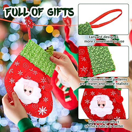 Chalyna 36 Pcs 6.8in Retro Christmas Stockings Set - 3D Santa/Snowman Reindeer, Bulk Holiday Candy Socks