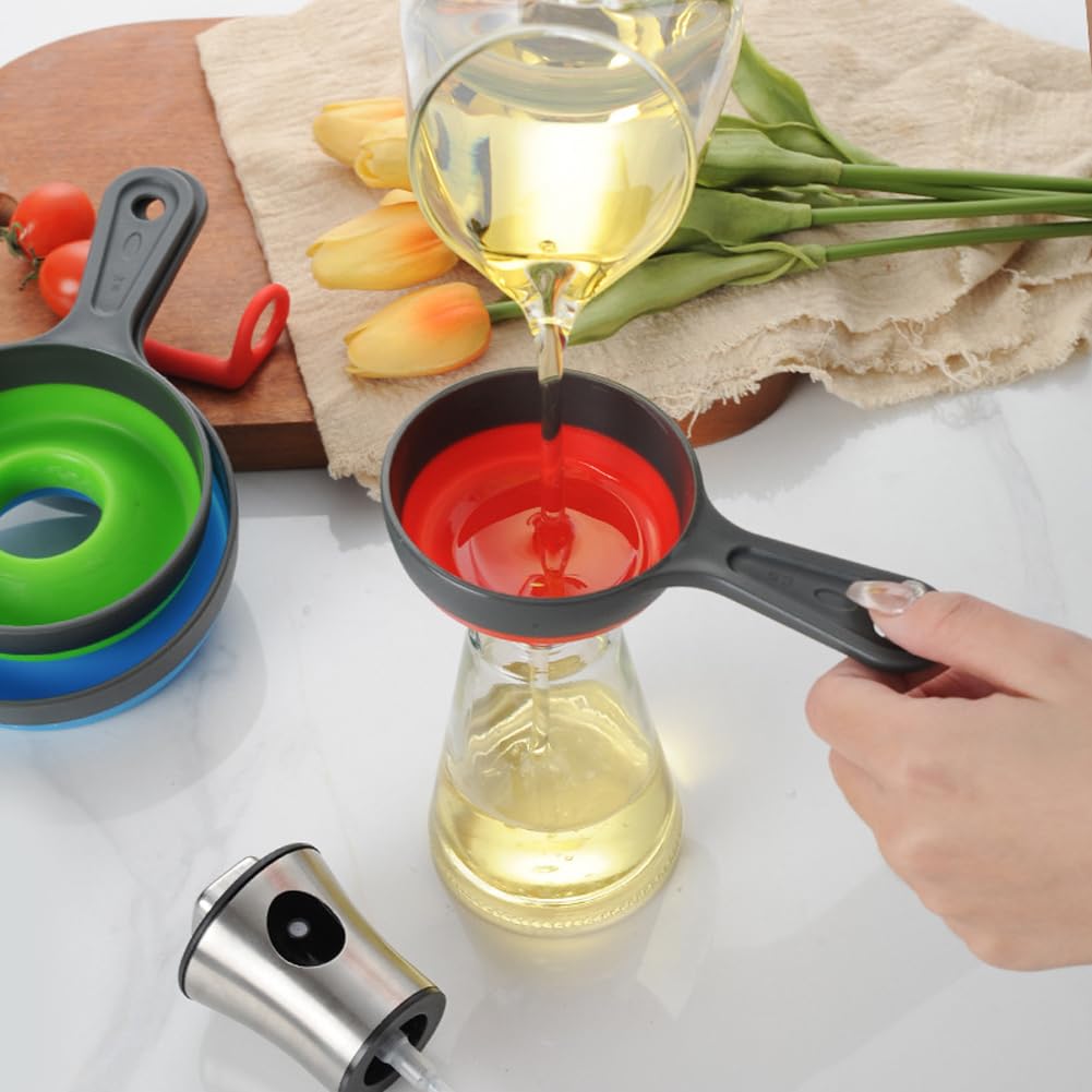 Skiennix Silicone Funnels Set of 3 - Ideal for Wide & Regular Jars | Perfect for Jams, Juices, Spices & Oils