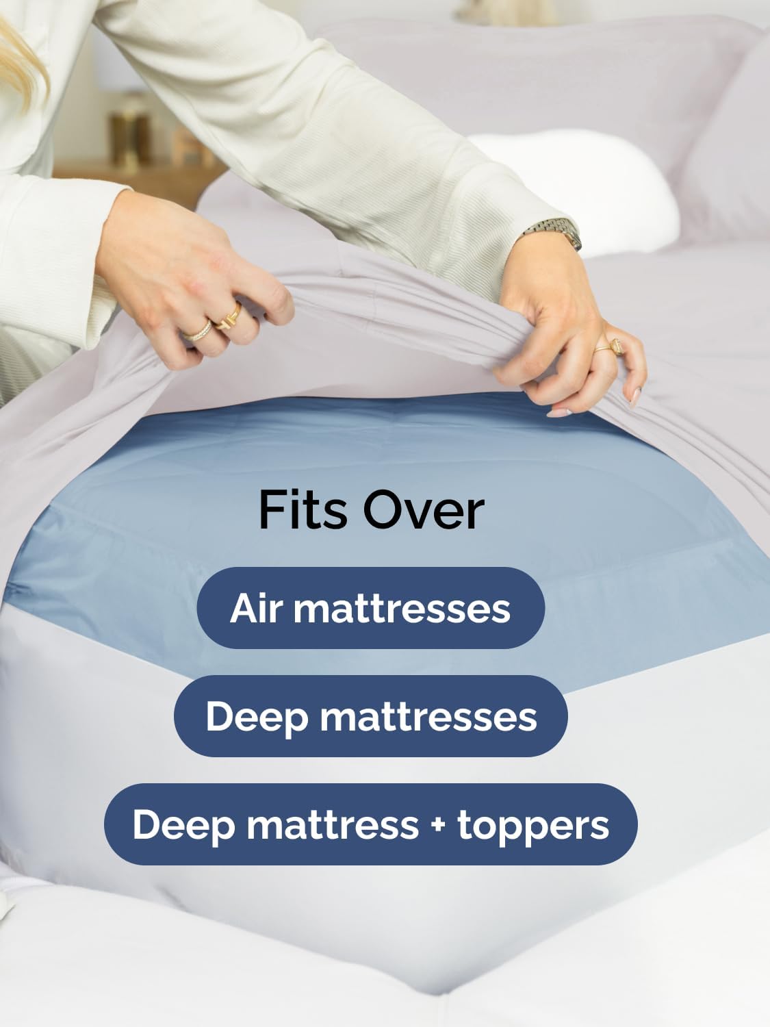 Skiennix Extra Deep Split King Sheet Set - 7 Piece Breathable Cooling Bedding - Soft Wrinkle-Free French Grey