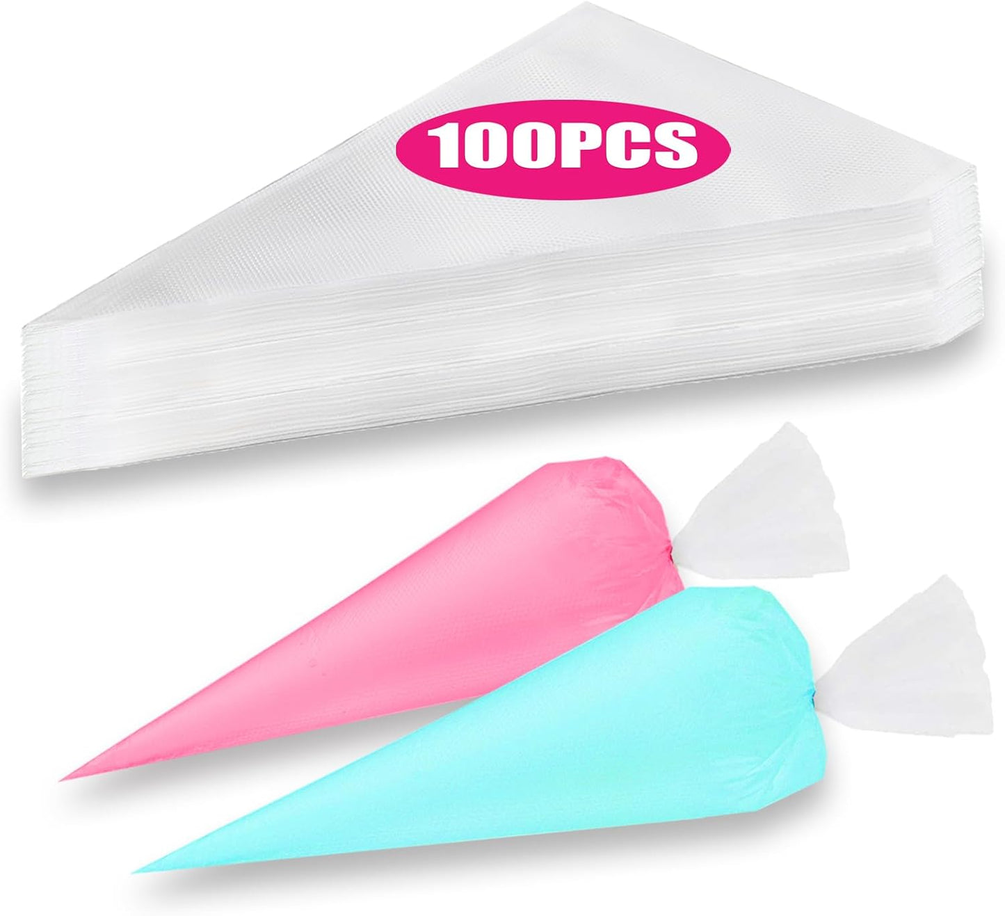 Skiennix Piping Bags - 16 Inch Disposable Pastry Bags for Cake Decorating | 100 Pack, Anti-Burst & Non-Slip