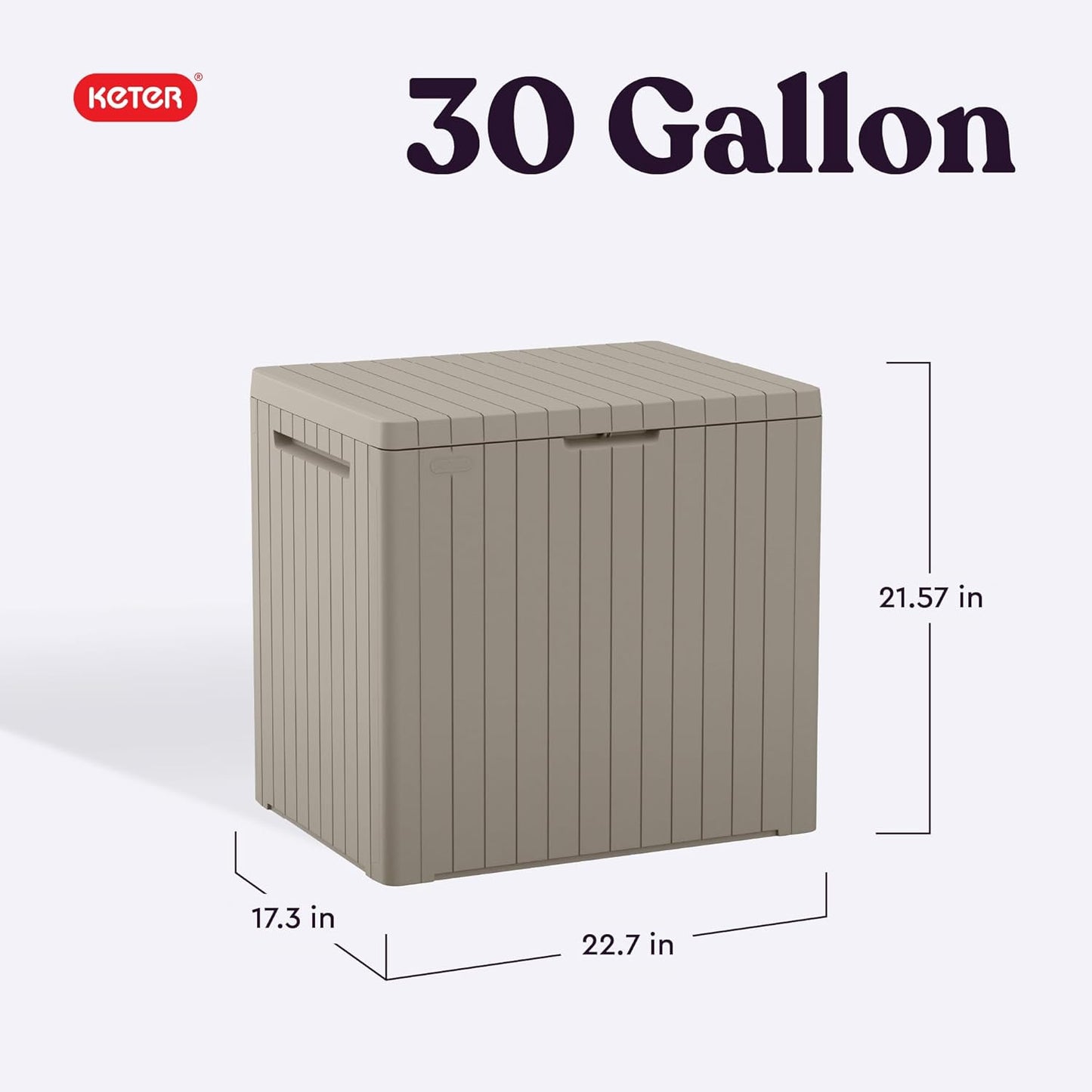 Keter City 30 Gallon Resin Outdoor Storage Box - Versatile Patio Furniture & Garden Organizer | Beige