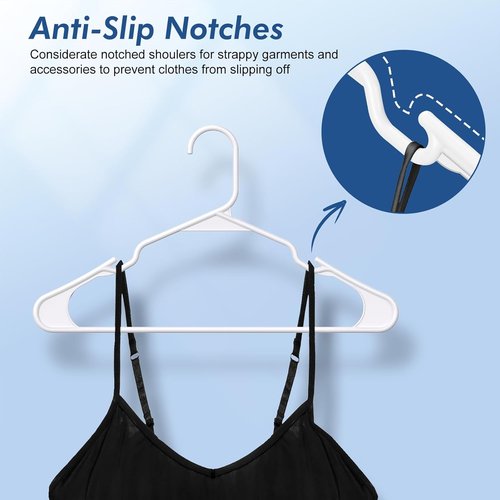 HOUSE DAY Plastic Hangers - 16 Pack White Non-Slip Durable Adult Clothes Hangers for Closet Organization