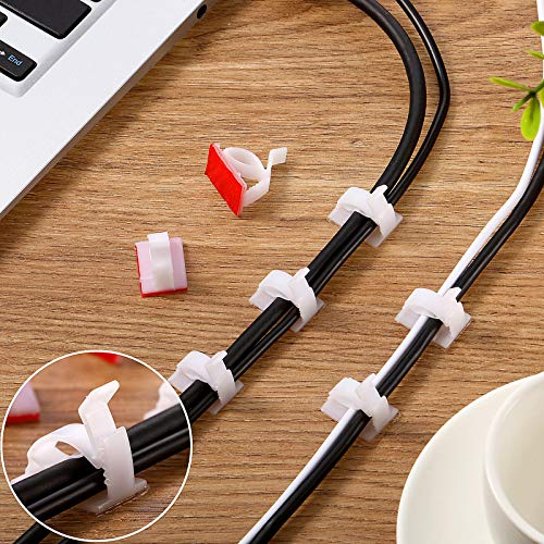 Maitys 120 Pcs Outdoor Cable Clips Adhesive Wire Holder Large White - Outdoor Waterproof