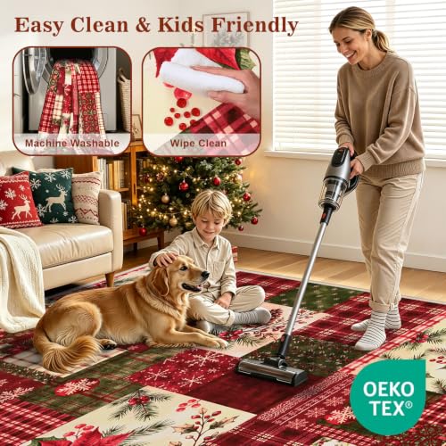 AtawLege 8' x 10' Christmas Patchwork Area Rug - Non-Slip, Washable