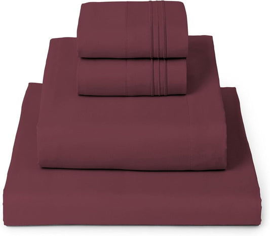 Mellanni California King Sheets Set - 4 PC Hotel Luxury Bedding | Extra Soft, Cooling, Wrinkle-Resistant (Burgundy)