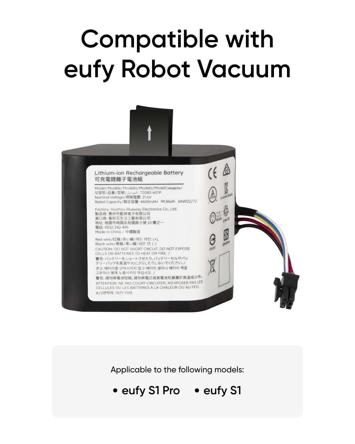 eufy Accessory-Replacement Battery Omni S1 Pro/S1, 4,600 mAh Real Capacity, 21.6V Lithium-Ion