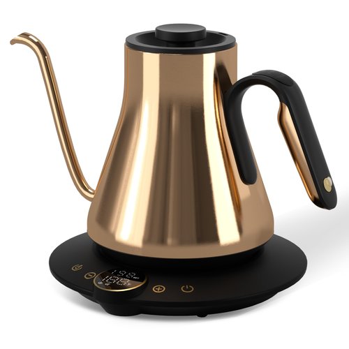Cocinare Barista Collection Gooseneck Electric Kettle, ±1℉ Precise Temperature Control for Pour-Over Coffee & Tea, Quick Heating 1500W, Stainless Steel Interior, 0.9L (Gustav Gold)