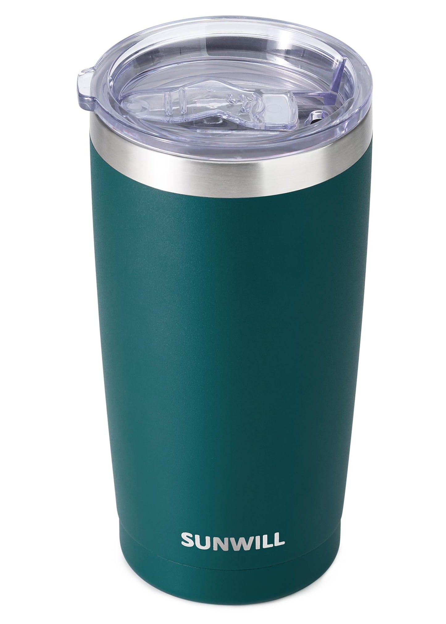 SUNWILL Travel Coffee Tumbler 20 oz, Insulated Mug with Lid, Stainless Steel Cup for Outdoor, Powder Coated Dark Green