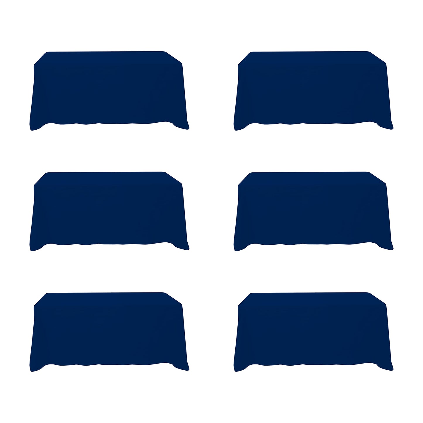 BRILLMAX 6 Pack Navy Blue Tablecloths 90 x 132 Inch for 6ft Rectangle Tables - 150 GSM Polyester Fabric, Floor Length Drop, Water, Stain & Wrinkle Resistant Cloth Cover for Wedding Reception Banquet