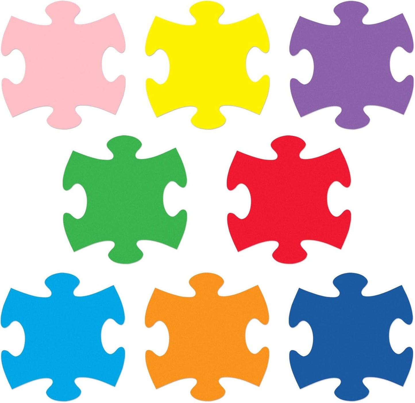 MixTeach 200 Pcs Puzzle Pieces | 4 Inch Die Cut Paper Accents for Classroom & Party Decorations