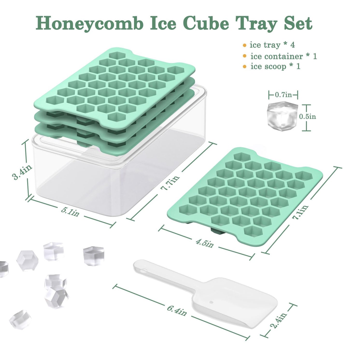 Mini Ice Cube Tray for Freezer: Small Plastic Ice Cubes Trays for Freezer with Box - Easy Release Stackable Mini Ice Cube Maker - Nugget Ice Trays for Freezer with Ice Container