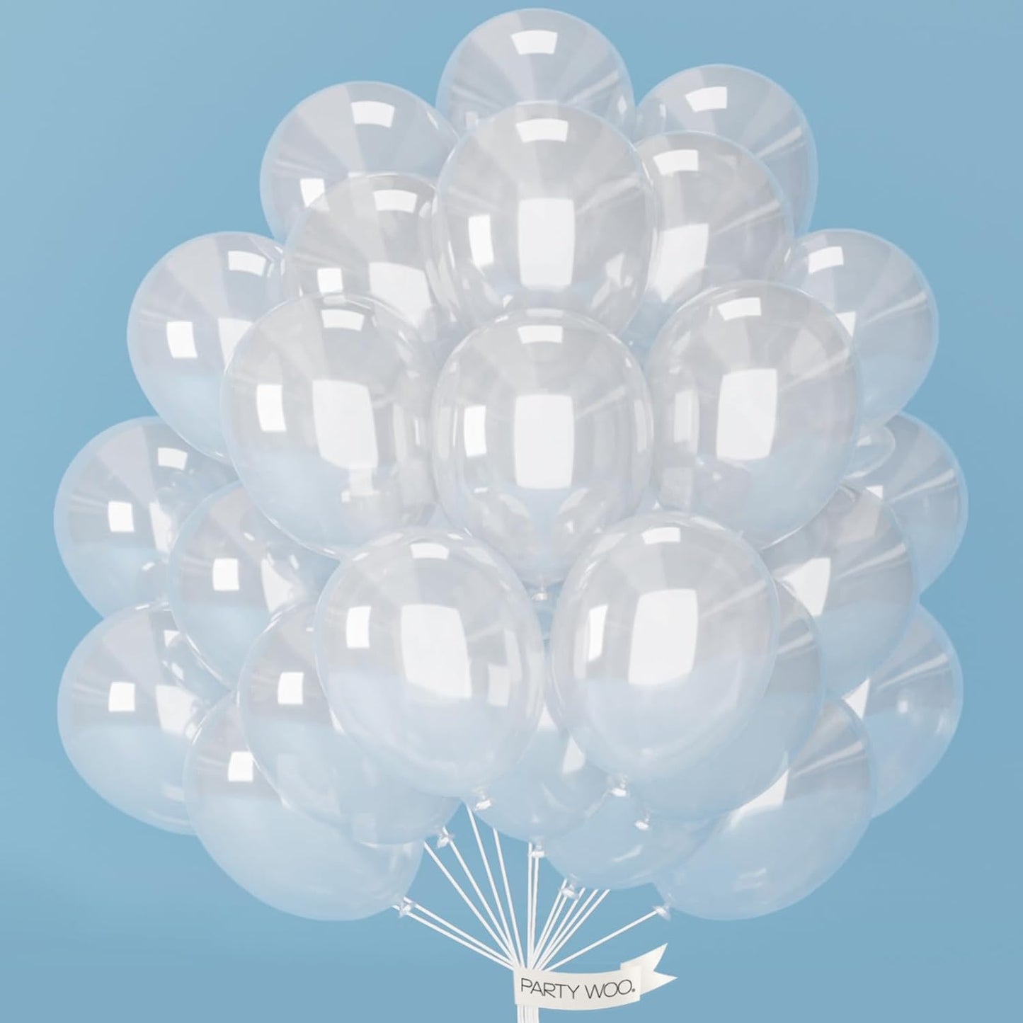 PartyWoo Clear Balloons - 50pcs 12 Inch Transparent Latex Helium Balloons for Celebrations
