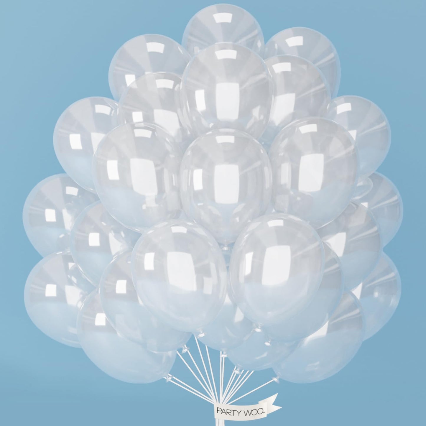 PartyWoo Clear Balloons 100pcs 12 Inch Transparent Latex Helium Balloons for Graduation Wedding Baby Shower Bridal Shower Engagement Gender Reveal Anniversary Birthday Party Decorations Clear-Y2