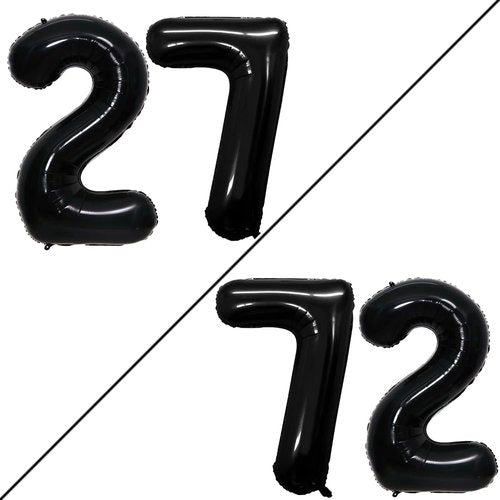 GOER 27th Birthday Balloons - 42 Inch Jumbo Foil Helium Decorations | Black 72 Balloons Set