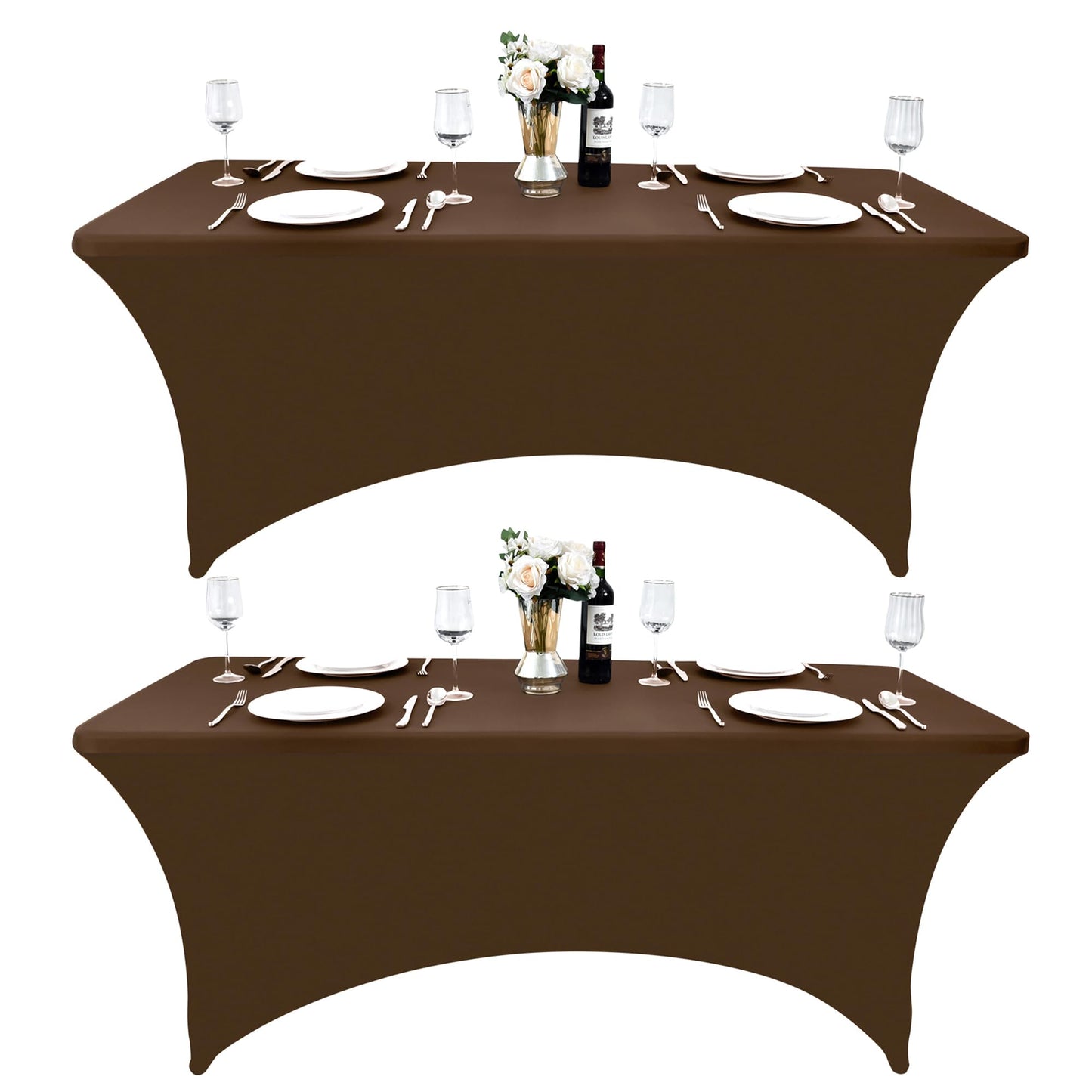 ZarzaaSik 2-Pack 8ft Spandex Table Covers for Rectangle Folding Tables - Washable Elastic Tablecloth - Ultimate Fitted Table Protector for Birthday Parties, Trade Shows, Banquet