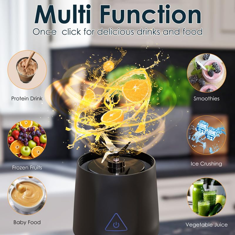 Wireless Personal Blender 24oz - Cordless 360W Smoothie Juicer - Carbon Black